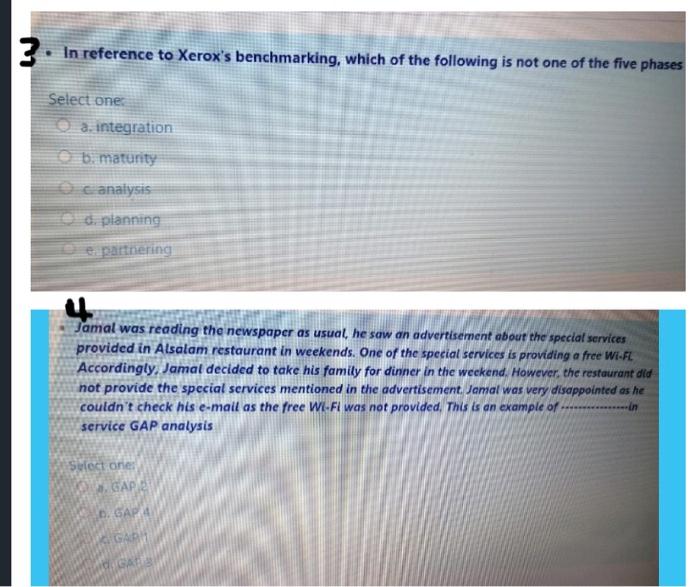 3. In reference to Xerox's benchmarking, which of