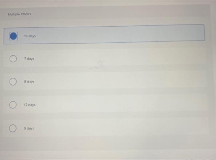 A simple project listing of five activities,