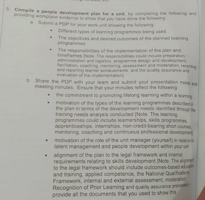 please help mpile a people development plan for a