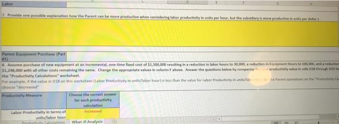 Total = 55 points: Productivity Calculation Tab