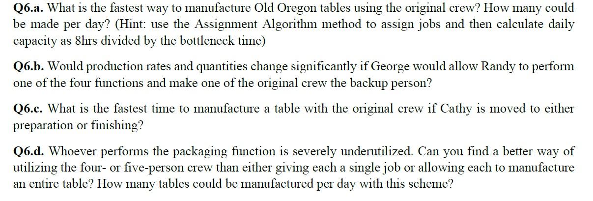 Please Solve it in Excel Solver. Case: Old Oregon