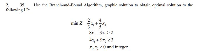 2. 35 following LP: Use the Branch-and-Bound
