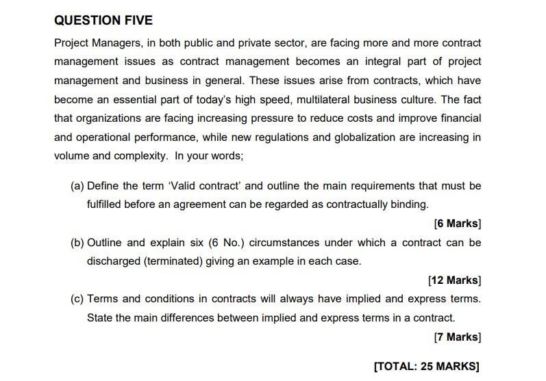 QUESTION FIVE Project Managers, in both public