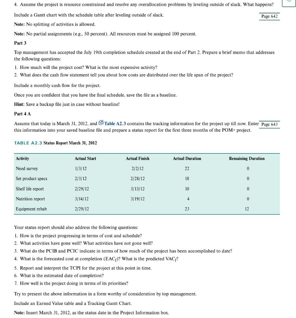 I only need Part 4A and 4B solved. The POM+