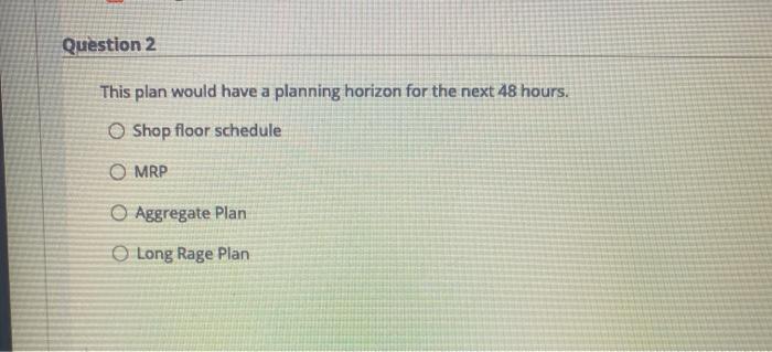 Question 2 This plan would have a planning