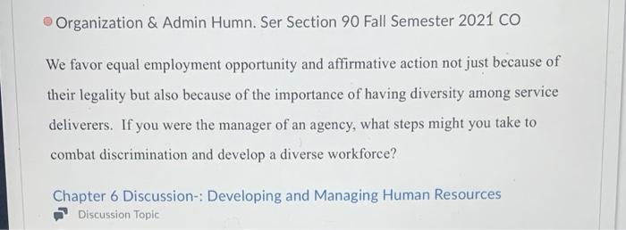 I'm in Organization and Administration Human