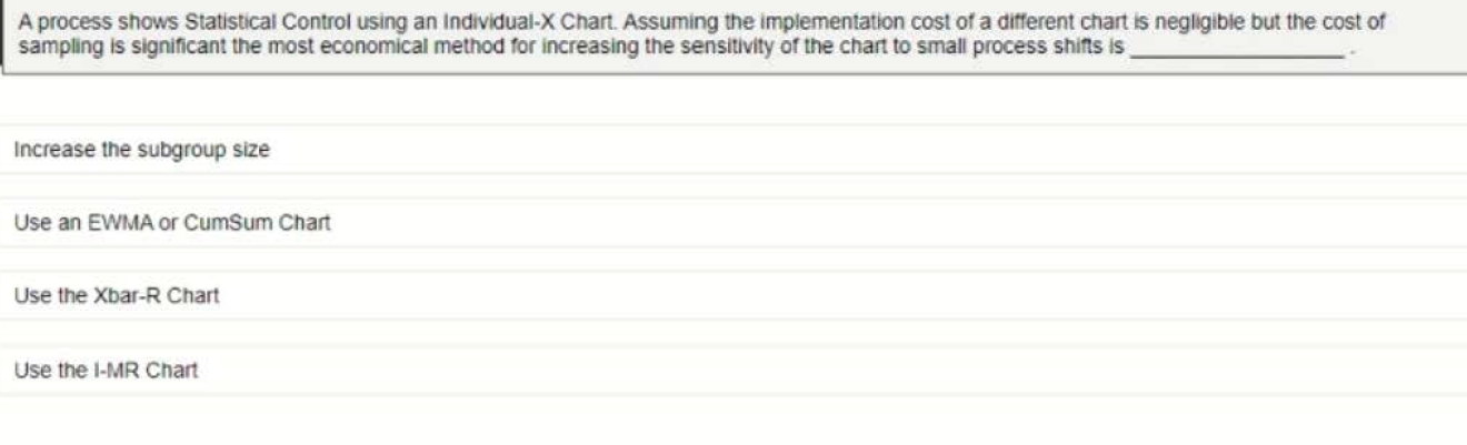 A process shows Statistical Control using an
