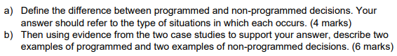 a) Define the difference between programmed and