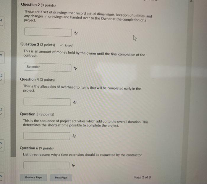 Question 2 (3 points) These are a set of drawings