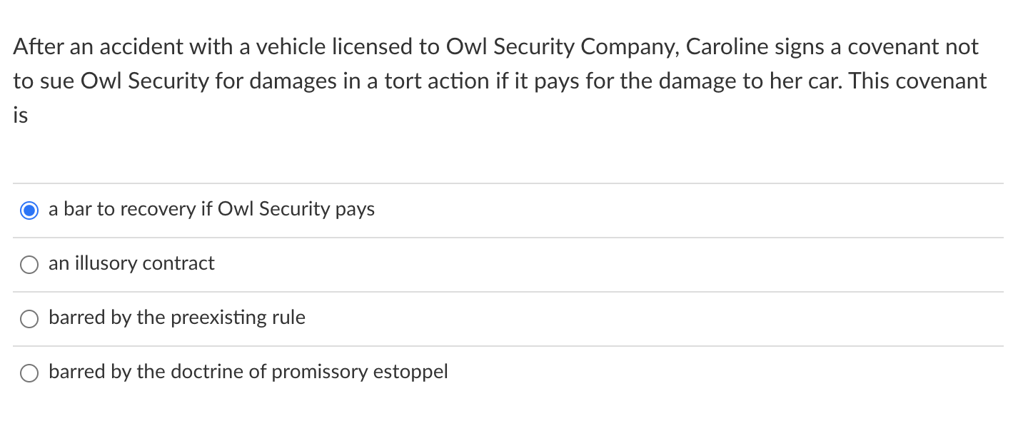After an accident with a vehicle licensed to Owl