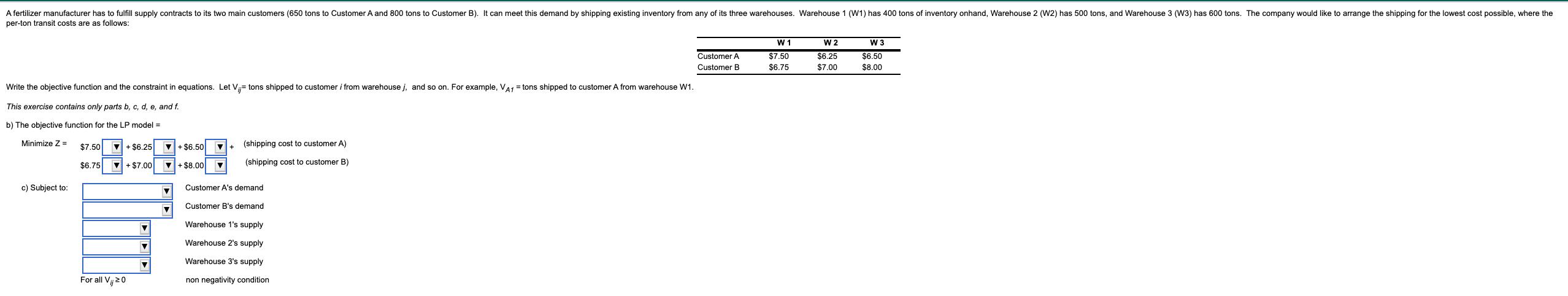 Customer A Customer B Warehouse 1 Warehouse 2