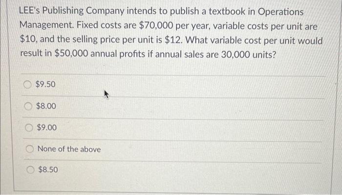 LEE's Publishing Company intends to publish a