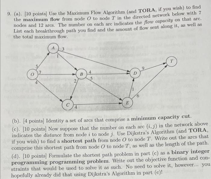 9. (a). [10 points] Use the Maximum Flow