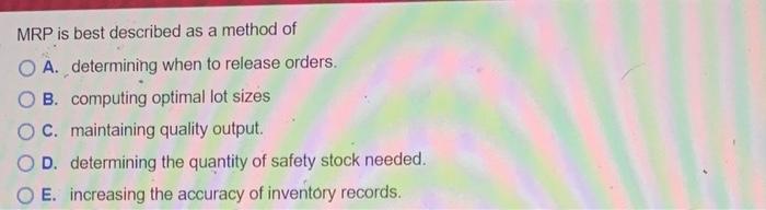 help please !! MRP is best described as a method