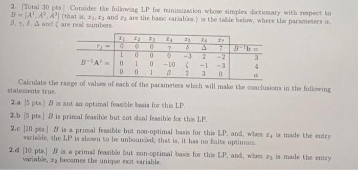 2. |Total 30pts.| Consider the following LP for