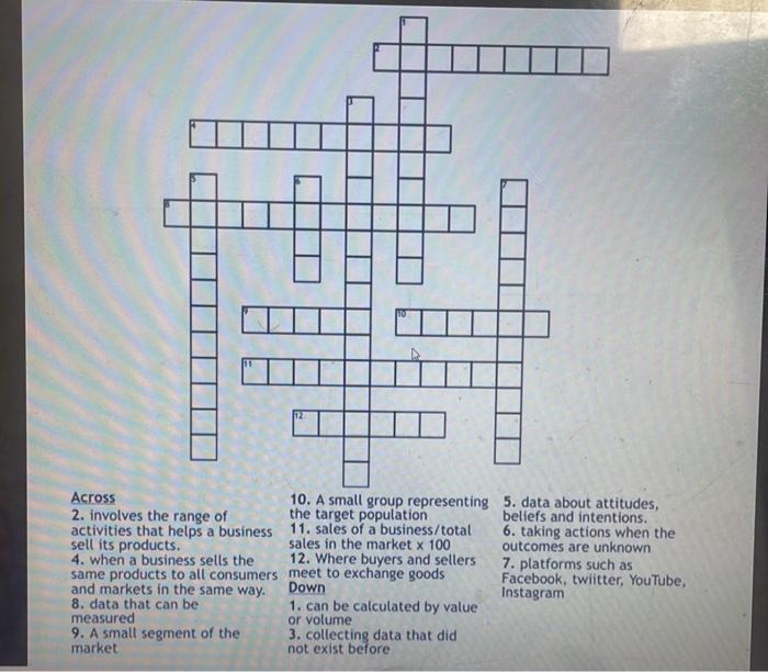cross words Across 10. A small group representing