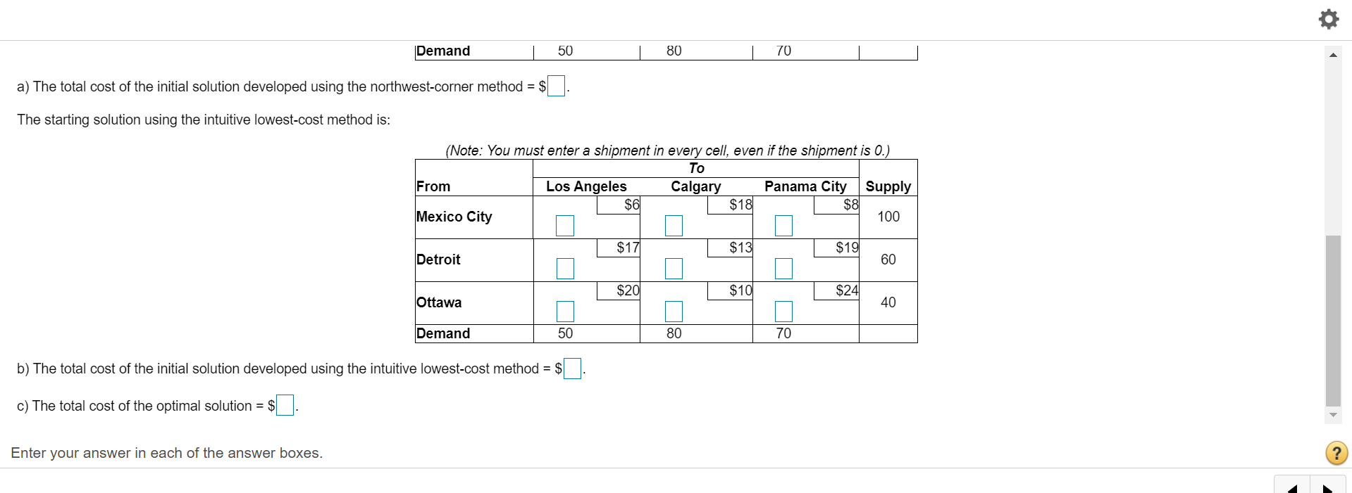 Find an initial solution to the following