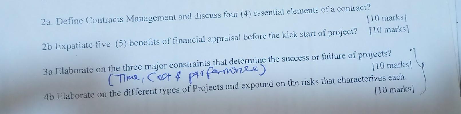 2a. Define Contracts Management and discuss four