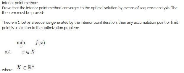 Interior point method: Prove that the interior
