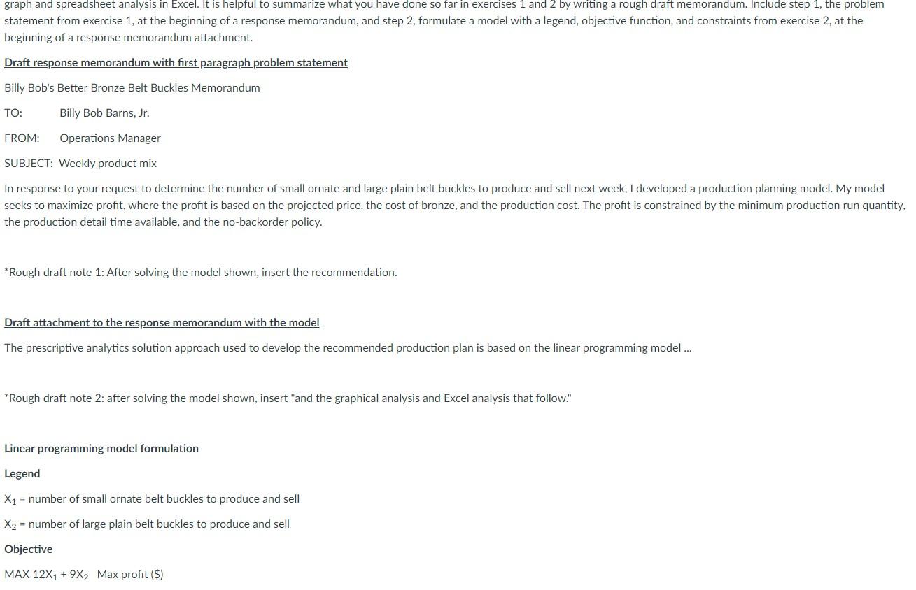 graph and spreadsheet analysis in Excel. It is