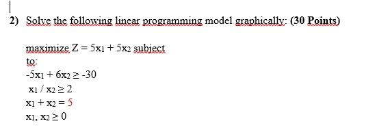 Solve the following linear programming model