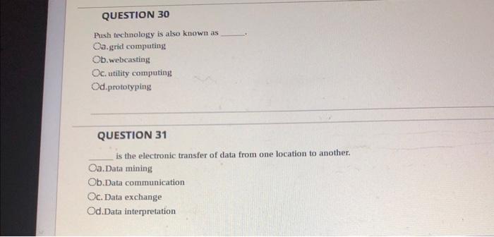 !!!!!!!!! Push technology is also known as a.grid