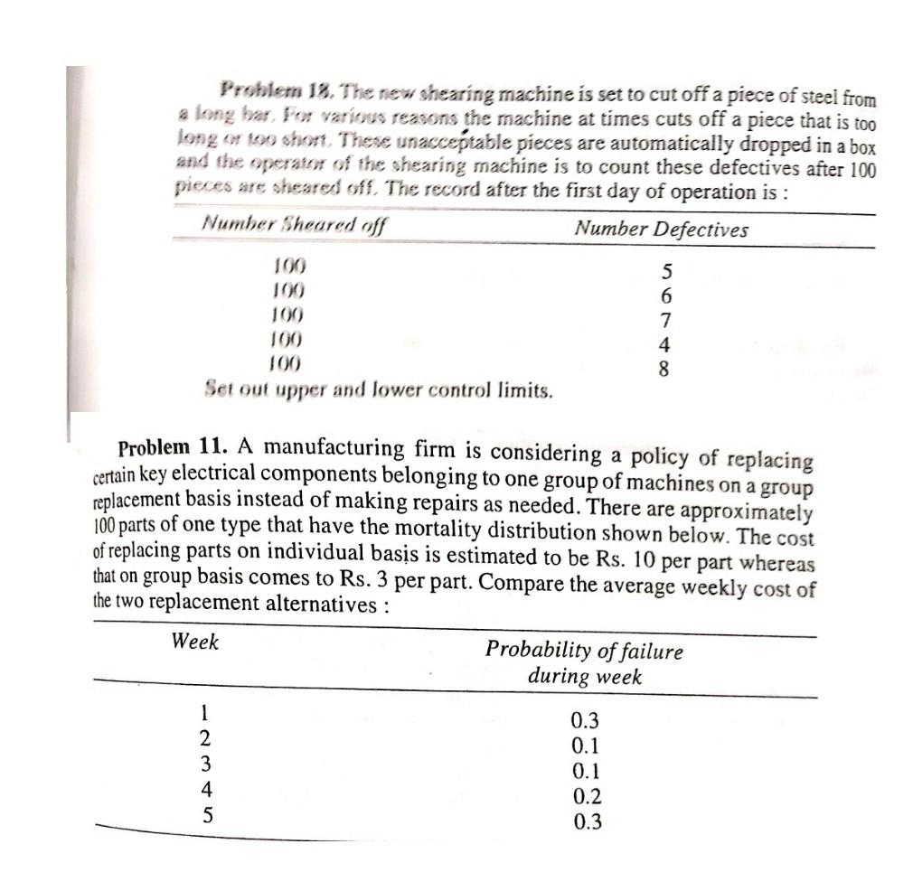 aaa Problem 13. The new shearing machine is set
