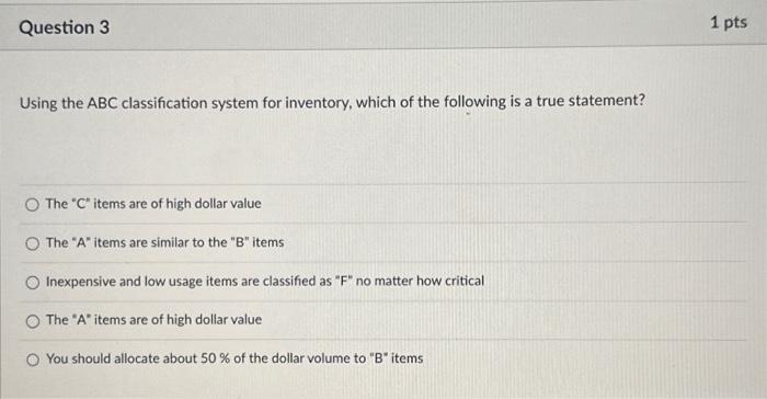 Using the ABC classification system for