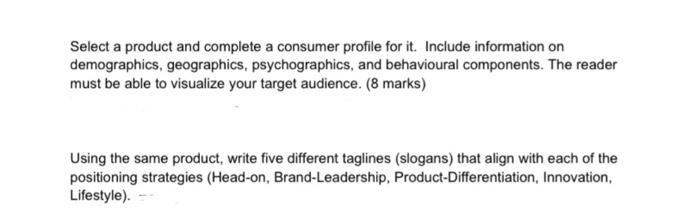 Select a product and complete a consumer profile