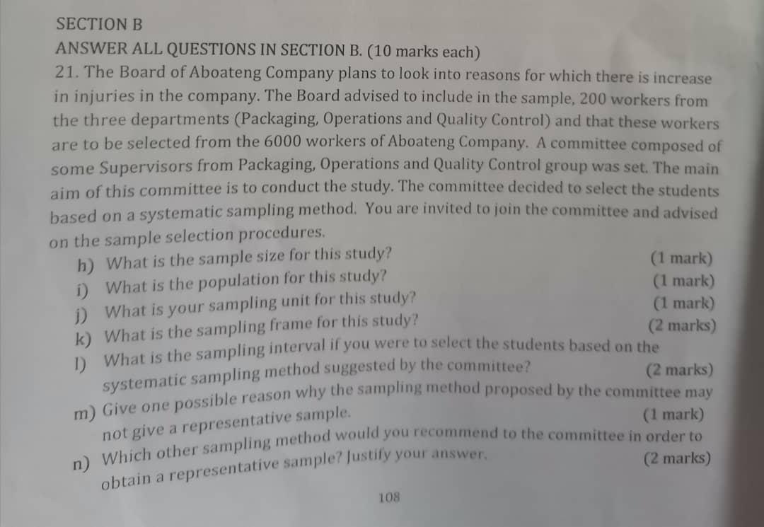 SECTION B ANSWER ALL QUESTIONS IN SECTION B. (10