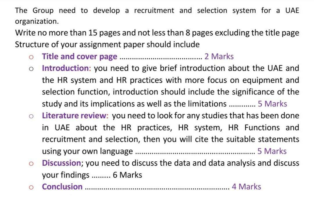 The Group need to develop a recruitment and