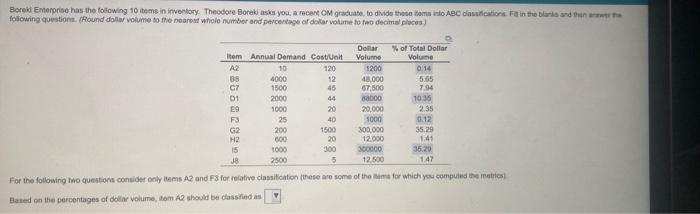 following questiont. (Round dollar volume to fhe