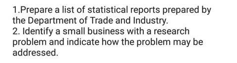 1.Prepare a list of statistical reports prepared