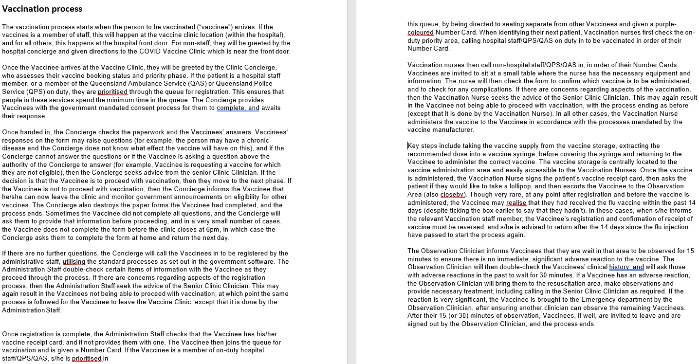 please using a table provide a list of all the