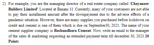 Subject: Business Communication 2) For example,