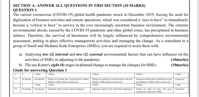 SECTION A: ANSWER ALL QUESTIONS IN THIS SECTION