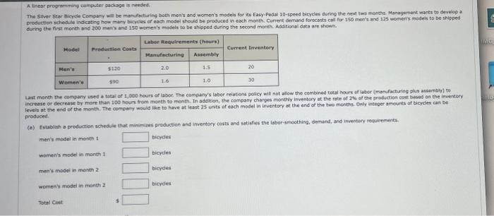 Alinear programming computer page is needed The