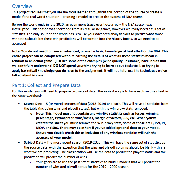 Overview This project requires that you use the