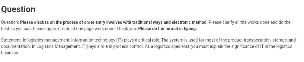 Question Question: Please discuss on the process