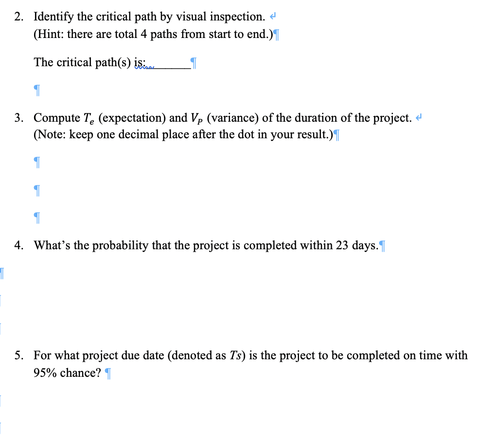 Problem 3. (PERT for risk management.) Consider