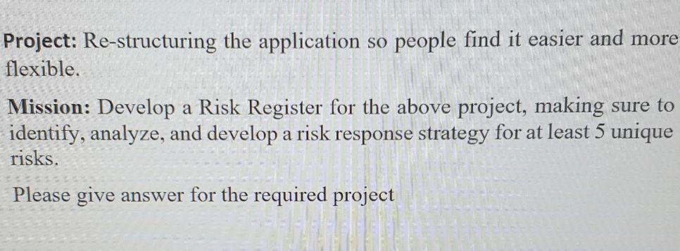 Project: Re-structuring the application so people