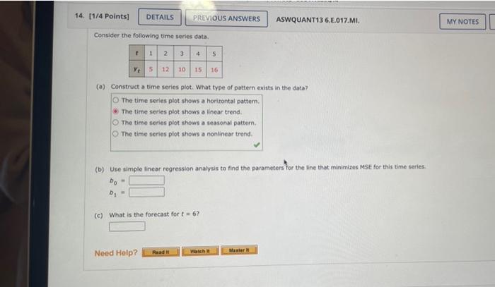 Consider the following time series data. (a)