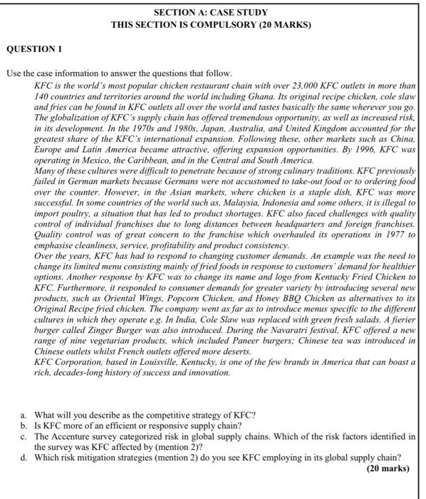SECTION A: CASE STUDY THIS SECTION IS COMPULSORY