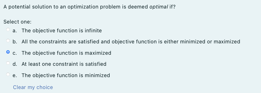 A potential solution to an optimization problem