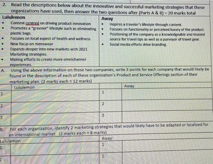 . 2. Read the descriptions below about the