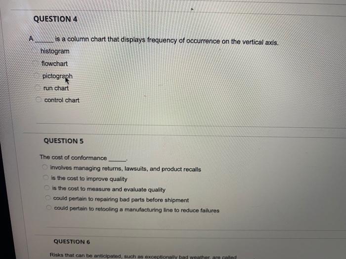 QUESTION 4 A is a column chart that displays