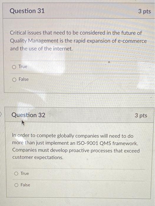 Question 31 3 pts Critical issues that need to be