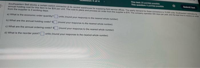 annua hoidting cost for this item to be from the