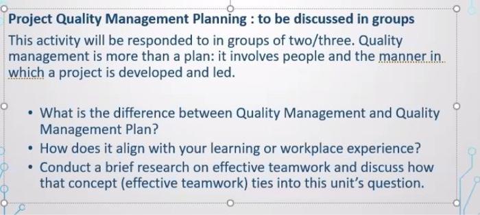 Project Quality Management Planning : to be