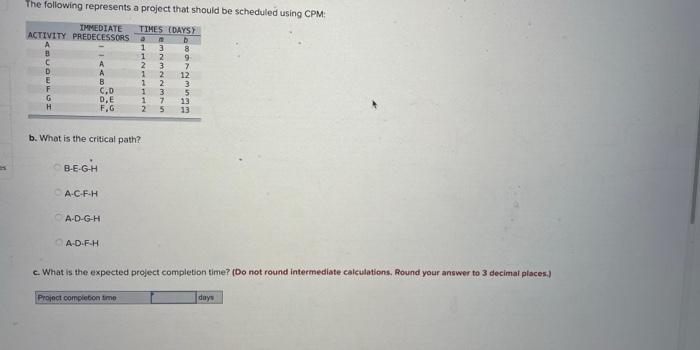 The following represents a project that should be